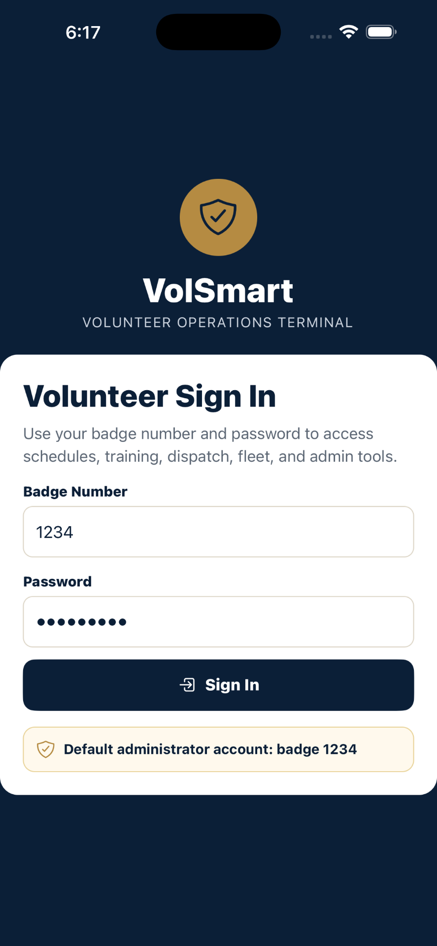 VolSmart Mobile — Secure Sign-In